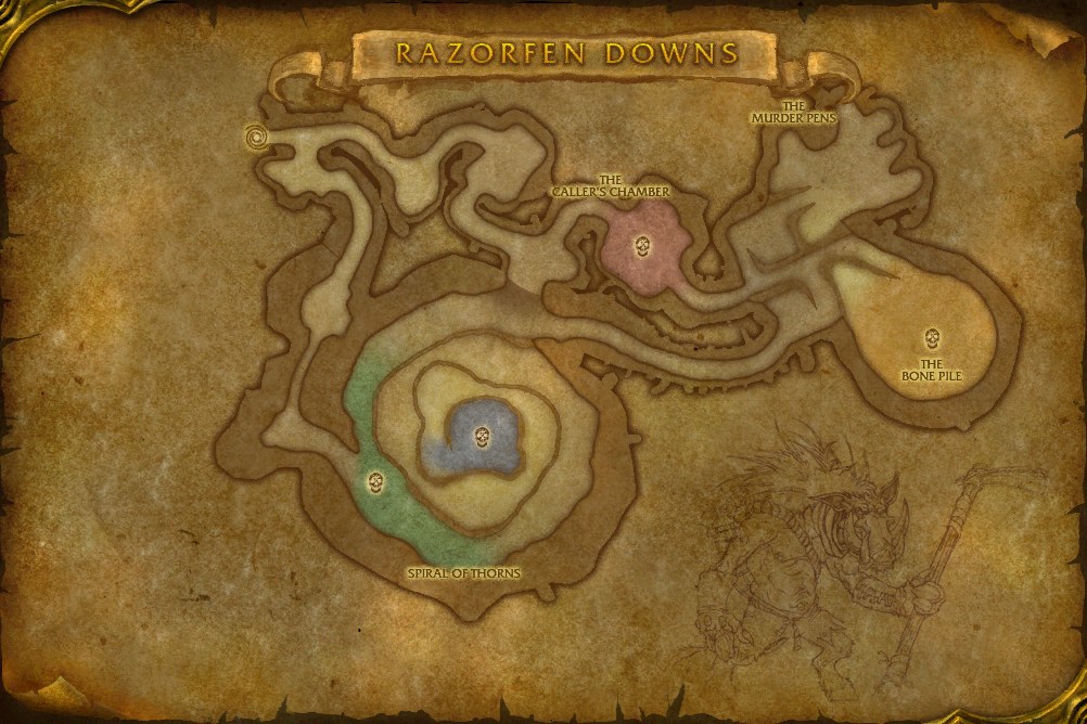 Razorfen Downs map: boss locations, route and quest spots