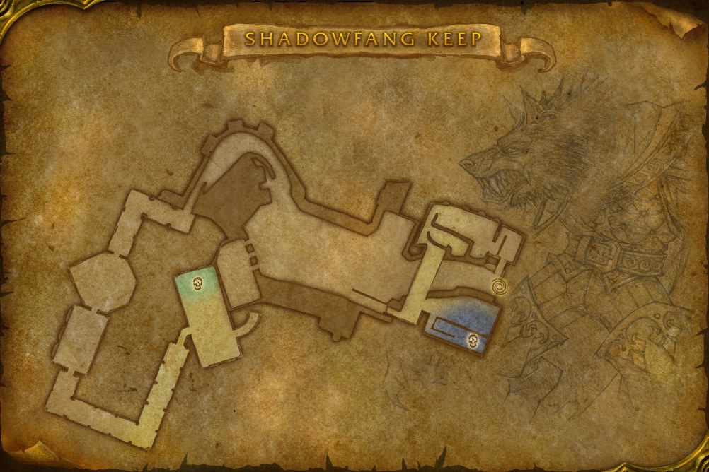 Karte von Burg Shadowfang: Bosse, Route und Questorte