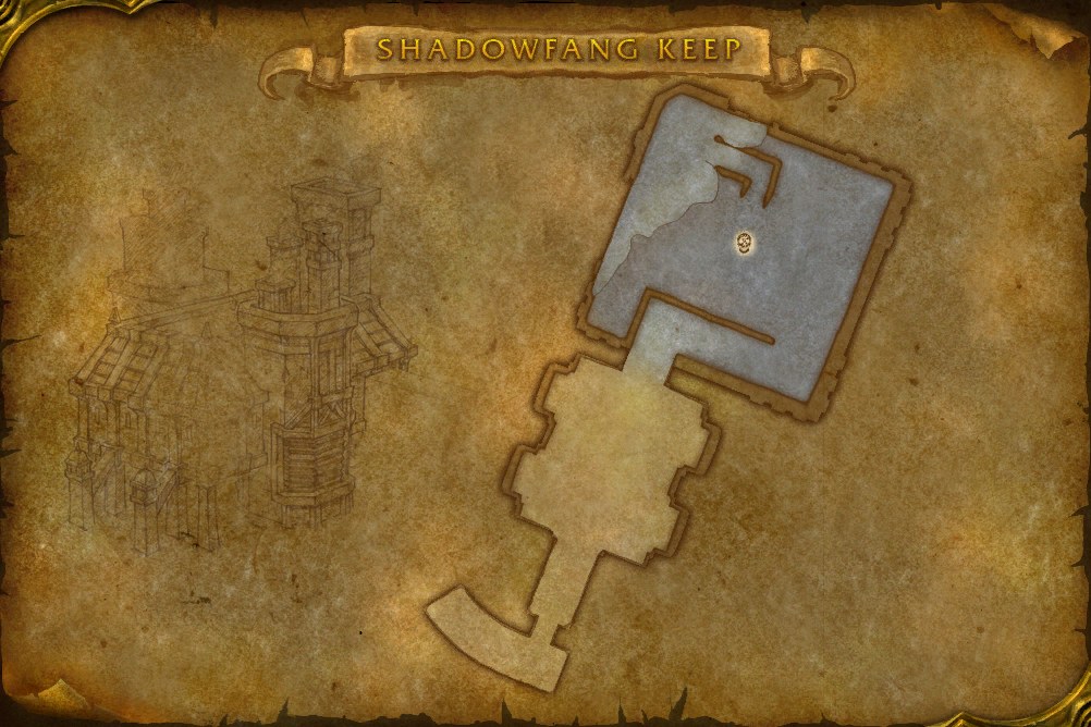 Karte von Burg Shadowfang: Bosse, Route und Questorte